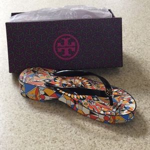 Tory Burch Wedge Flip Flops Size 8